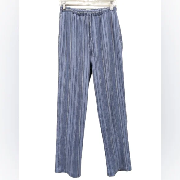 Appleseed's Blue Seersucker Elastic/Drawstring Pants Size 10 - Picture 1 of 6